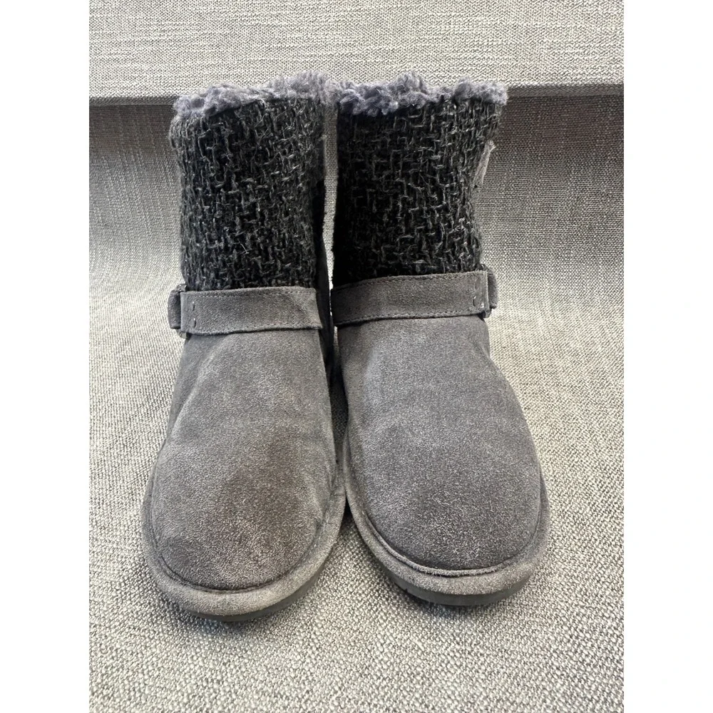 Bearpaw Nova Womens 8 Charcoal Gray Suede Wool Ankle Round Toe Winter Snow Boot
